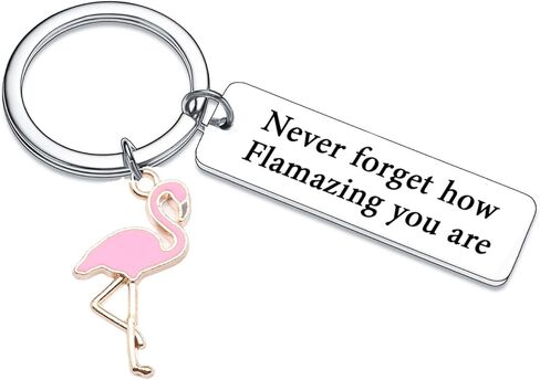 Mebvdebe Motivational Flamingo Keychain Gifts Flamingo Gifts for Women Men Flamingo Lover Jewelry Gift for Family Animal Lovers Flamingo Key rings Flamingo Lovers Gift, Silver, One size in Kuwait