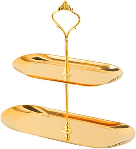 HAN SHENG 1 Pcs Stainless Steel 2 Tier Tray Jewelry Tray Jewelry Holder Jewelry Tower Display Rack Ring Earrings Necklaces Bracelet Organizer Holder Trinket Tray Home Decor in Saudi Arabia
