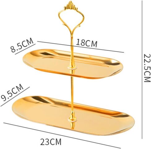 HAN SHENG 1 Pcs Stainless Steel 2 Tier Tray Jewelry Tray Jewelry Holder Jewelry Tower Display Rack Ring Earrings Necklaces Bracelet Organizer Holder Trinket Tray Home Decor in Saudi Arabia