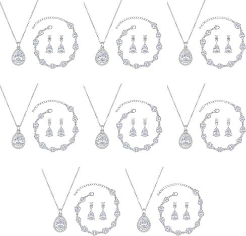 Bridesmaid Jewelry Set for Women,Pendant 18K Gold & Silver & Rose Gold Pendant Necklace Earrings Bracelet Set,Dainty Gift for Wedding/Proposal/Party/Prom/Anniversary in Saudi Arabia