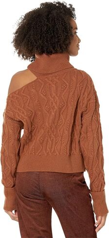 PAIGE womens Cropped Cable Knit Turtle Neck Shoulder Baring in Argan Oil Sweater in Saudi Arabia