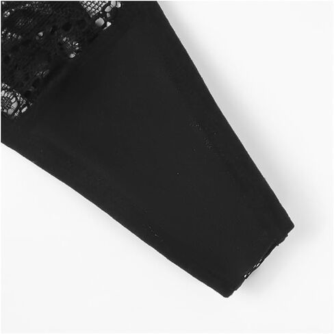 RUOKEXIN Women's Black Charming Lace Thong No Show Ladies Thong Stretch T-back Strappy Underwear Panty Set Sheer Floral Soft Low Waist(L Size) in Kuwait