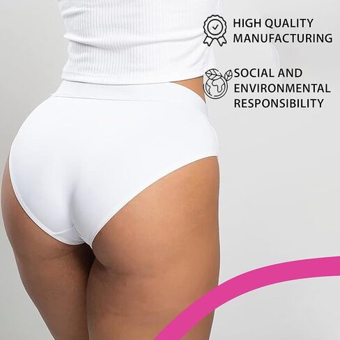Vicbela - مجموعة من 6 سراويل داخلية رفيعة عالية الخصر - ألياف دقيقة، حزام خصر مطاطي - ملابس داخلية عالية الخصر - متعددة الألوان in Kuwait