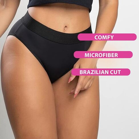 Vicbela - مجموعة من 6 سراويل داخلية رفيعة عالية الخصر - ألياف دقيقة، حزام خصر مطاطي - ملابس داخلية عالية الخصر - متعددة الألوان in Kuwait