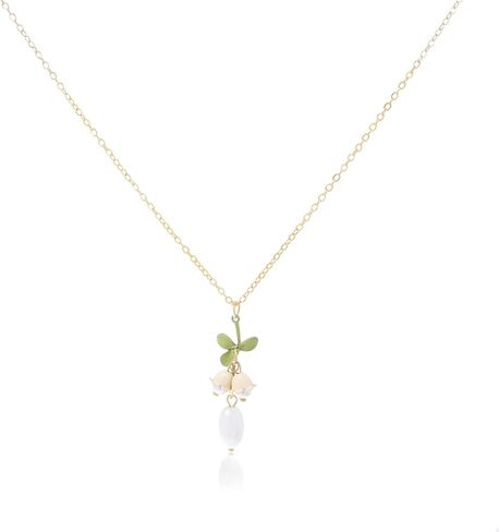Lily of the Valley Rose Flower Leaf Necklace Drop Dangle Earring Bracelet Set for Women Girl Teen Mom Friend Mother Vintage Tassel Chain Necklace Bride Wedding Spring Summer Jewelry Birthday Gift in Saudi Arabia