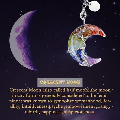 Top Plaza Healing Crystals Stones Keychain Tree of Life Wire Wrapped Crescent Moon Keychain for Women in Saudi Arabia