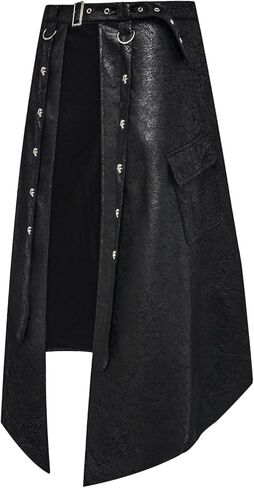 Thopil Women's Faux Leather Steampunk Gothic Apron Adjustable Half Skirt in Kuwait