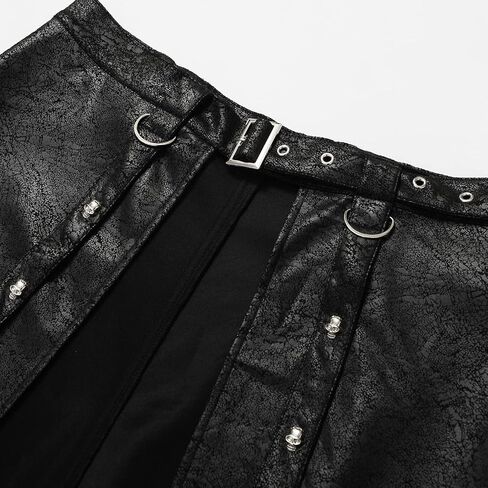 Thopil Women's Faux Leather Steampunk Gothic Apron Adjustable Half Skirt in Kuwait