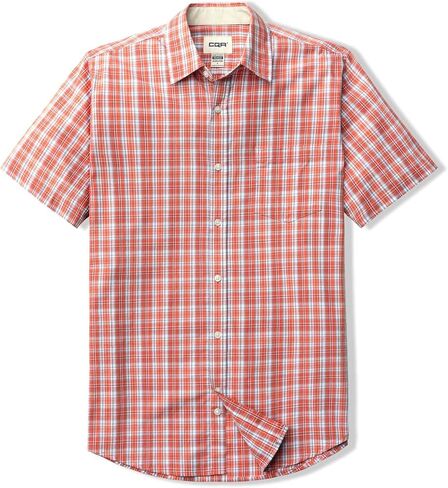 قمصان CQR للرجال بأكمام قصيرة ومقاس عادي، قميص بوبلين كاجوال بأزرار 100% قطن in Kuwait