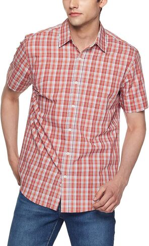 قمصان CQR للرجال بأكمام قصيرة ومقاس عادي، قميص بوبلين كاجوال بأزرار 100% قطن in Kuwait