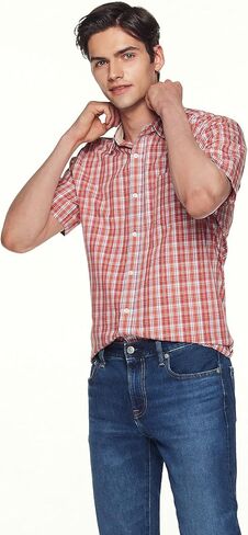 قمصان CQR للرجال بأكمام قصيرة ومقاس عادي، قميص بوبلين كاجوال بأزرار 100% قطن in Kuwait