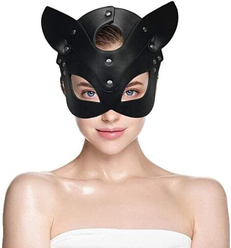 قناع IYWISH للقطط والأرنب، قناع ماردي غرا، قناع الثعلب، زي الهالوين التنكري للرجال والنساء، أقنعة نصف وجه من الجلد، قناع الأرنب، قناع أسود للحفلات التنكرية للهالوين in Kuwait