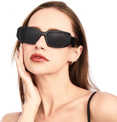 نظارات شمسية مستطيلة عصرية من XYSRXWY للنساء والرجال، نظارات بإطار مربع عتيق من التسعينيات in Kuwait