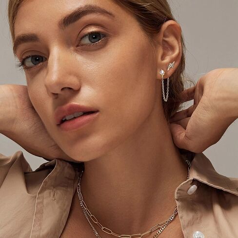 فن رن جوليري مجموعة اقراط هوجي حلقية مطلية بالذهب عيار 14 قيراط للنساء مكونة من 15 زوج، اقراط متدلية على شكل قلب بسيط مرصعة بحجر زركونيا مكعب على شكل قلب مرصع بحجر زركونيا مكعب in Kuwait