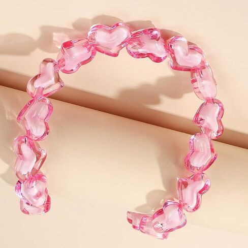 Fashion Heart Resin Beaded Star Acrylic Beaded Choker Necklace Multicolor Five Pointed Star Pentagram Love Peach Bead Collar for Women Girl Jewelry in Saudi Arabia