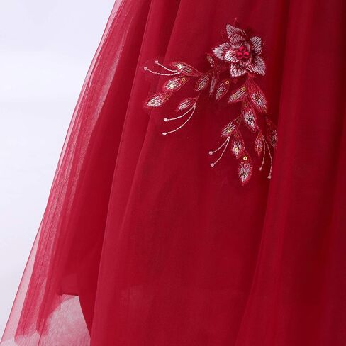IWEMEK Girls Flower 3/4 Bell Sleeve Tulle Dress Formal Party Bridesmaid Pageant Ball Gowns Floor Length Sequin Princess Dress in Saudi Arabia