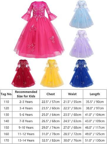 IWEMEK Girls Flower 3/4 Bell Sleeve Tulle Dress Formal Party Bridesmaid Pageant Ball Gowns Floor Length Sequin Princess Dress in Saudi Arabia