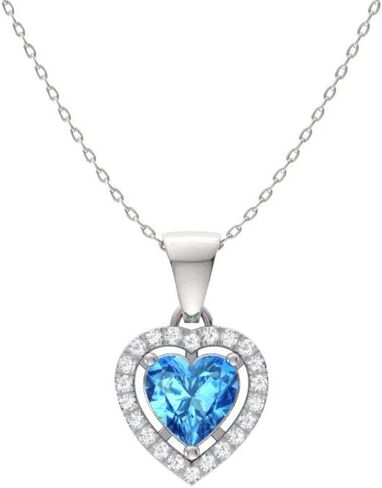 Diamondere Natural and Certified Gemstone and Diamond Heart Petite Necklace in 14k Solid Gold | 0.45 Carat Pendant with 18 Inch Chain Valentine's Day gift for her in Saudi Arabia