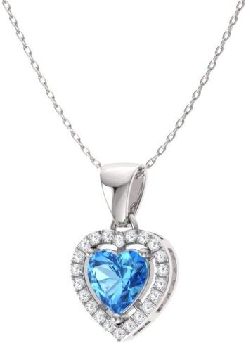 Diamondere Natural and Certified Gemstone and Diamond Heart Petite Necklace in 14k Solid Gold | 0.45 Carat Pendant with 18 Inch Chain Valentine's Day gift for her in Saudi Arabia