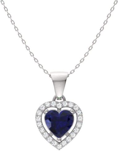 Diamondere Natural and Certified Gemstone and Diamond Heart Petite Necklace in 14k Solid Gold | 0.45 Carat Pendant with 18 Inch Chain Valentine's Day gift for her in Saudi Arabia
