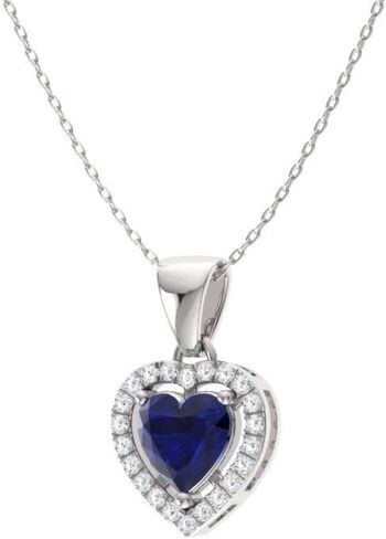 Diamondere Natural and Certified Gemstone and Diamond Heart Petite Necklace in 14k Solid Gold | 0.45 Carat Pendant with 18 Inch Chain Valentine's Day gift for her in Saudi Arabia