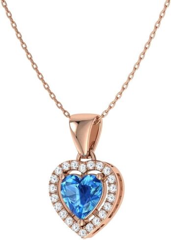Diamondere Natural and Certified Gemstone and Diamond Heart Petite Necklace in 14k Solid Gold | 0.45 Carat Pendant with 18 Inch Chain Valentine's Day gift for her in Saudi Arabia