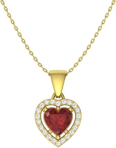 Diamondere Natural and Certified Gemstone and Diamond Heart Petite Necklace in 14k Solid Gold | 0.45 Carat Pendant with 18 Inch Chain Valentine's Day gift for her in Saudi Arabia