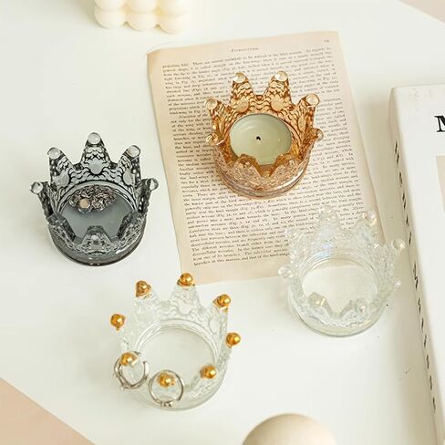 ZNCZHZN 3 قطع حامل حلقات للمجوهرات، طبق خاتم مجوهرات تاج كريستال، حلية وصينية حامل مجوهرات - هدية عيد ميلاد مثالية للفتيات (3 قطع طلاء ذهبي) in Kuwait