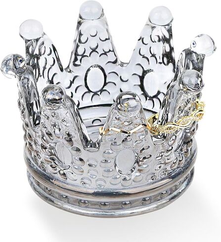 ZNCZHZN 3 قطع حامل حلقات للمجوهرات، طبق خاتم مجوهرات تاج كريستال، حلية وصينية حامل مجوهرات - هدية عيد ميلاد مثالية للفتيات (3 قطع طلاء ذهبي) in Kuwait