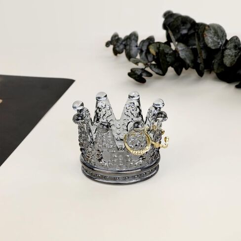 ZNCZHZN 3 قطع حامل حلقات للمجوهرات، طبق خاتم مجوهرات تاج كريستال، حلية وصينية حامل مجوهرات - هدية عيد ميلاد مثالية للفتيات (3 قطع طلاء ذهبي) in Kuwait