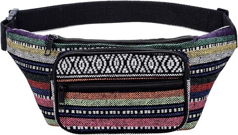Kayhoma Boho Fanny Pack Stripe Festival Retro Vintage Flat Bum حقائب السفر المشي لمسافات طويلة حقيبة الخصر الورك in Kuwait