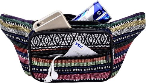 Kayhoma Boho Fanny Pack Stripe Festival Retro Vintage Flat Bum حقائب السفر المشي لمسافات طويلة حقيبة الخصر الورك in Kuwait