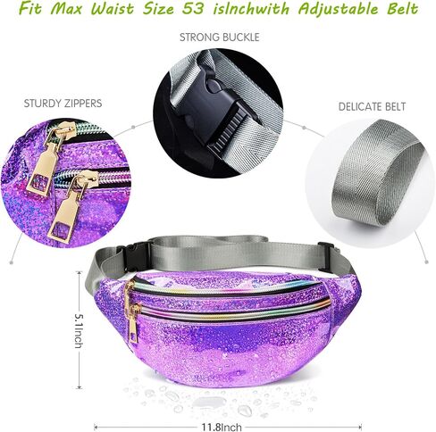 Fanny Packs for Women Waterproof Belt Bag Shiny PU Fanny Pack for Hiking, Running, Travel, Cycling and Casual Waist Bag in Saudi Arabia