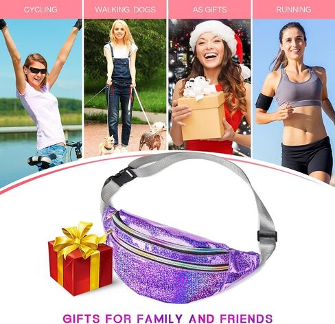 Fanny Packs for Women Waterproof Belt Bag Shiny PU Fanny Pack for Hiking, Running, Travel, Cycling and Casual Waist Bag in Saudi Arabia