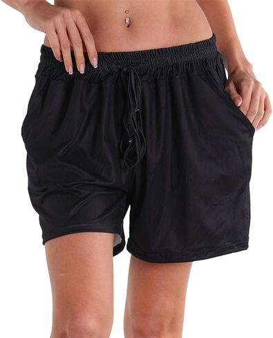 شورتات الشاطئ الصيفية المريحة والمطاطة للنساء من X-Image، سراويل بيجامة غير رسمية، سراويل قصيرة لليوجا مع رباط مرن وجيوب in Kuwait