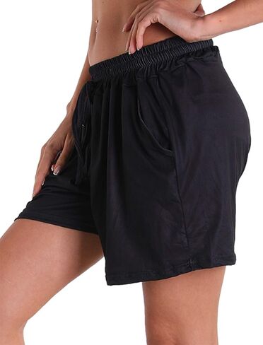 شورتات الشاطئ الصيفية المريحة والمطاطة للنساء من X-Image، سراويل بيجامة غير رسمية، سراويل قصيرة لليوجا مع رباط مرن وجيوب in Kuwait