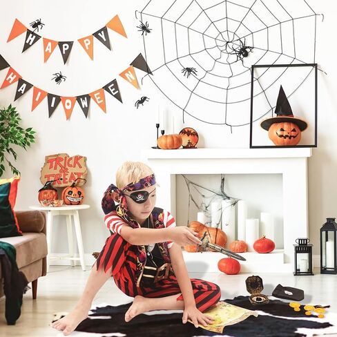 FUNCREVITY Pirate Costume Kids Coat Pants Hat With Accessories Deluxe Set for Pirate Party Pirate Cosplay in Kuwait