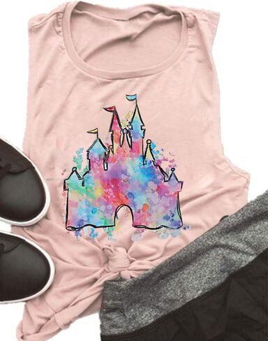 Magic Castle Tank Top Women Magic Kingdom Graphic Tank Top Girls Trip Shirts 2023 Holiday Vacation Sleeveless Tops in Kuwait