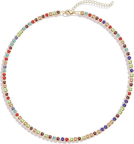 BVGA Dainty Gold Choker Necklace ملون القلب الأحجار الكريمة المختنق قلادة مطلية بالذهب ثعبان سلسلة قلادة المختنق القلائد مجموعة للنساء فتاة الهدايا in Kuwait