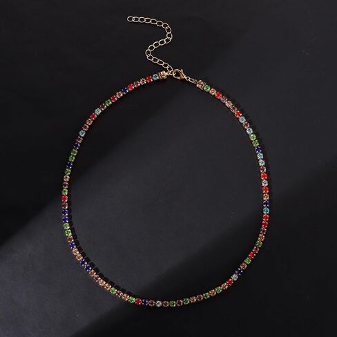 BVGA Dainty Gold Choker Necklace ملون القلب الأحجار الكريمة المختنق قلادة مطلية بالذهب ثعبان سلسلة قلادة المختنق القلائد مجموعة للنساء فتاة الهدايا in Kuwait