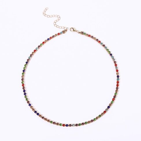 BVGA Dainty Gold Choker Necklace ملون القلب الأحجار الكريمة المختنق قلادة مطلية بالذهب ثعبان سلسلة قلادة المختنق القلائد مجموعة للنساء فتاة الهدايا in Kuwait