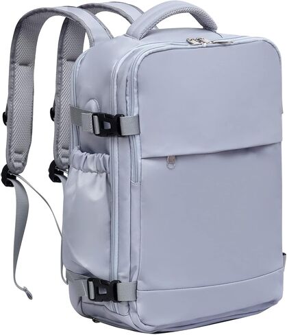 حقيبة ظهر للكمبيوتر المحمول للسفر من JULY'S SONG للنساء والرجال، مقاس 16 بوصة مع منفذ شحن USB مع حجرة للأحذية، حقيبة ظهر جامعية مقاومة للماء، رمادي in Kuwait