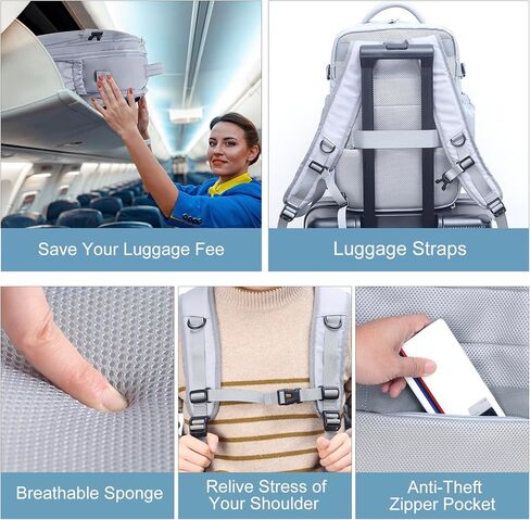 حقيبة ظهر للكمبيوتر المحمول للسفر من JULY'S SONG للنساء والرجال، مقاس 16 بوصة مع منفذ شحن USB مع حجرة للأحذية، حقيبة ظهر جامعية مقاومة للماء، رمادي in Kuwait