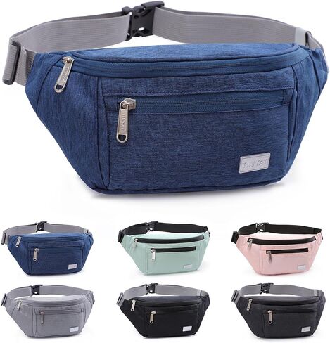 TINYAT Large Fanny Pack Travel Waist Bag Lightweight for Men&Women with Adjustable Strap T206,Deep Grey in Kuwait