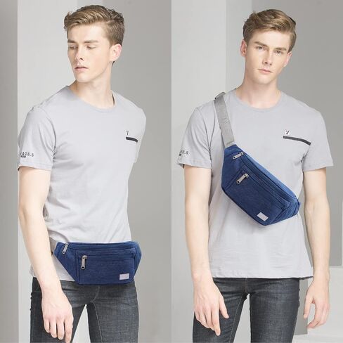 TINYAT Large Fanny Pack Travel Waist Bag Lightweight for Men&Women with Adjustable Strap T206,Deep Grey in Kuwait