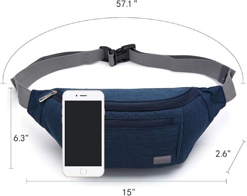 TINYAT Large Fanny Pack Travel Waist Bag Lightweight for Men&Women with Adjustable Strap T206,Deep Grey in Kuwait