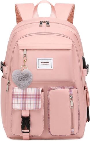 حقيبة ظهر Acmebon Girl Roomy Fashion للكمبيوتر المحمول حقيبة ظهر يومية كاجوال للنساء باللون الرمادي in Saudi Arabia