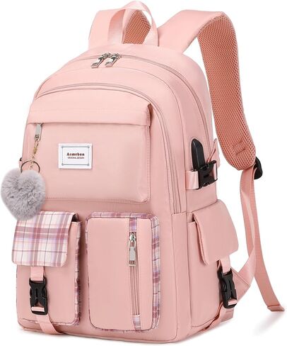 حقيبة ظهر Acmebon Girl Roomy Fashion للكمبيوتر المحمول حقيبة ظهر يومية كاجوال للنساء باللون الرمادي in Saudi Arabia