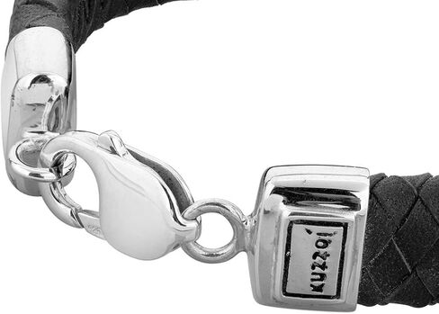 سوار كوزوي للرجال من الجلد المضفر باللون الأسود البسيط مع مشبك جراد البحر مصنوع من الفضة الإسترليني عيار 925، الطول 7,48 بوصة - 8,27 بوصة، العرض 0,51 بوصة، 0.63 أونصة in Kuwait