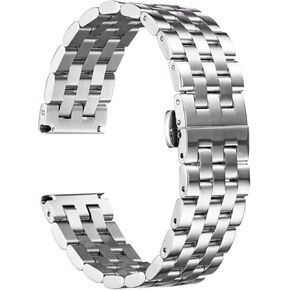 حزام ساعة BINLUN من الفولاذ المقاوم للصدأ وأشرطة ساعة معدنية بديلة للرجال والنساء مع نهاية منحنية ومستقيمة (19 ملم، فضي-أسود) in Kuwait